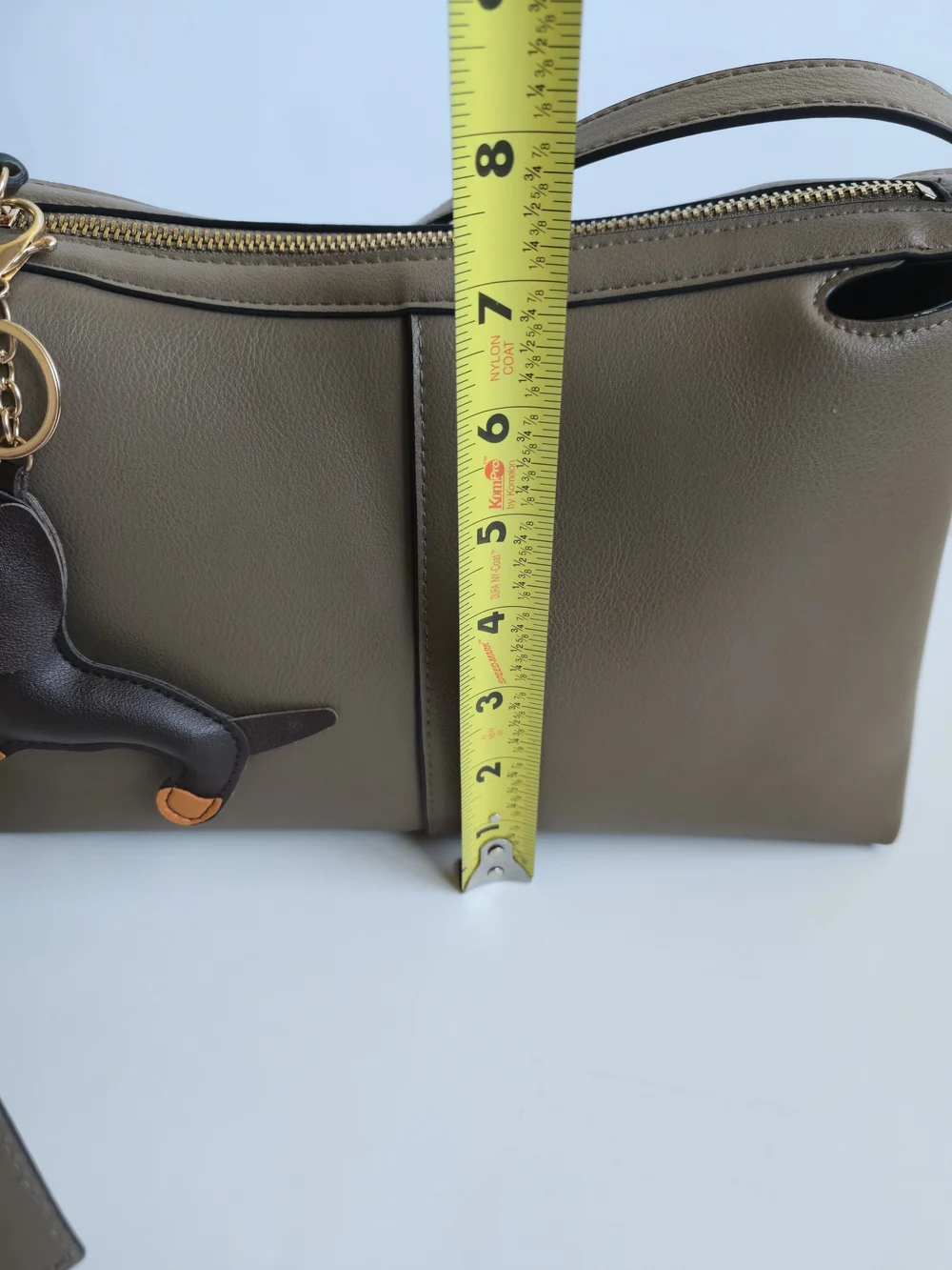 H&M Shoulder Bag Taupe with Dachshund Charm Included
